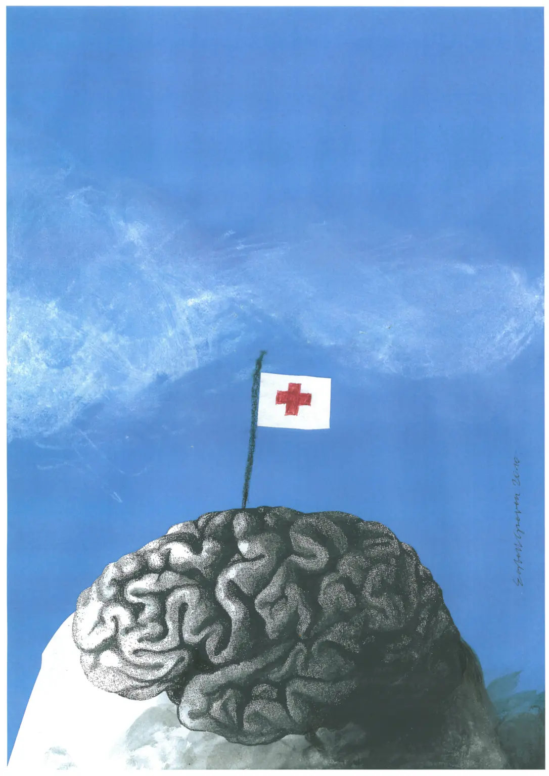 neuropraxis Weilheim Gehirn mit Flagge Illustration